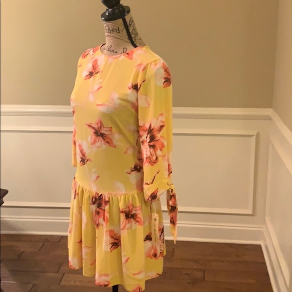 NWT Uncle Frank Ruffled Tie Sleeve Patterned Dress - Picture 7 of 8